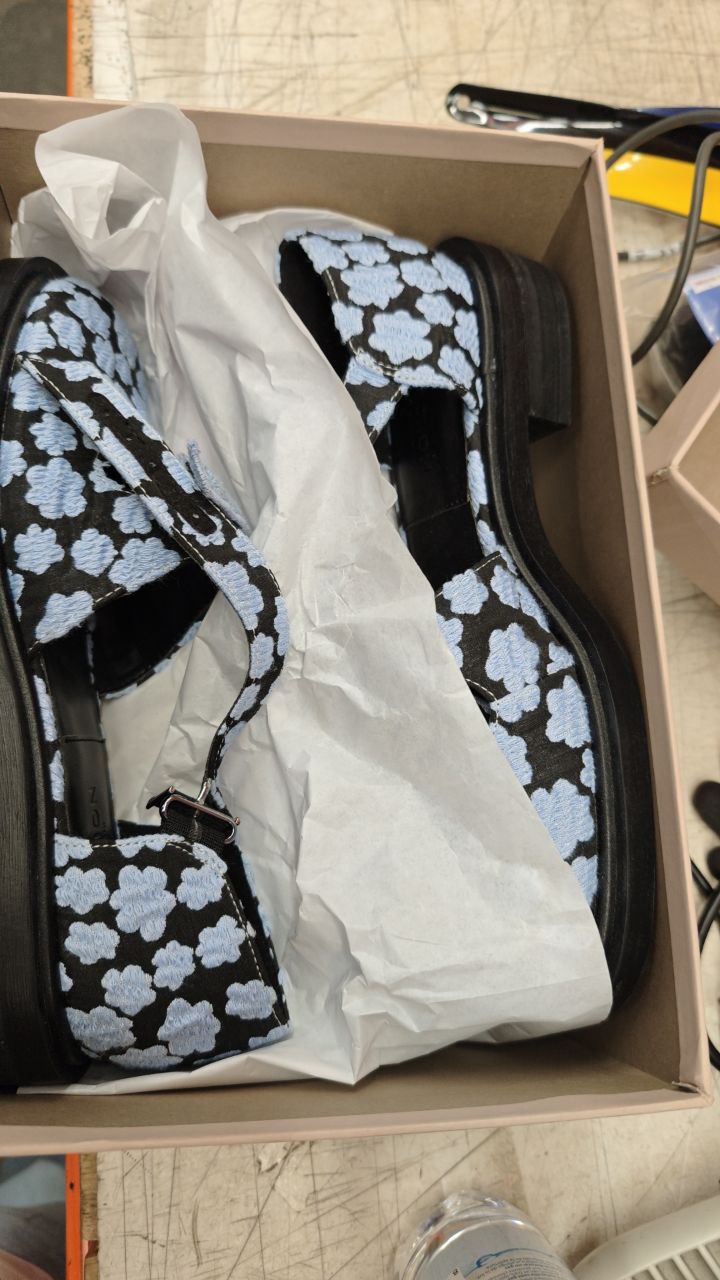 Rumi bedrukte jacquard strik Mary Jane flats - zwart getextureerd