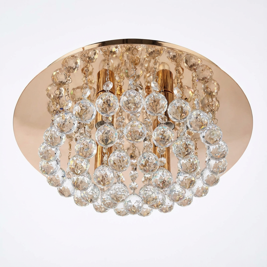 Hanna plafondlamp met kristallen bollen, 35 cm goud