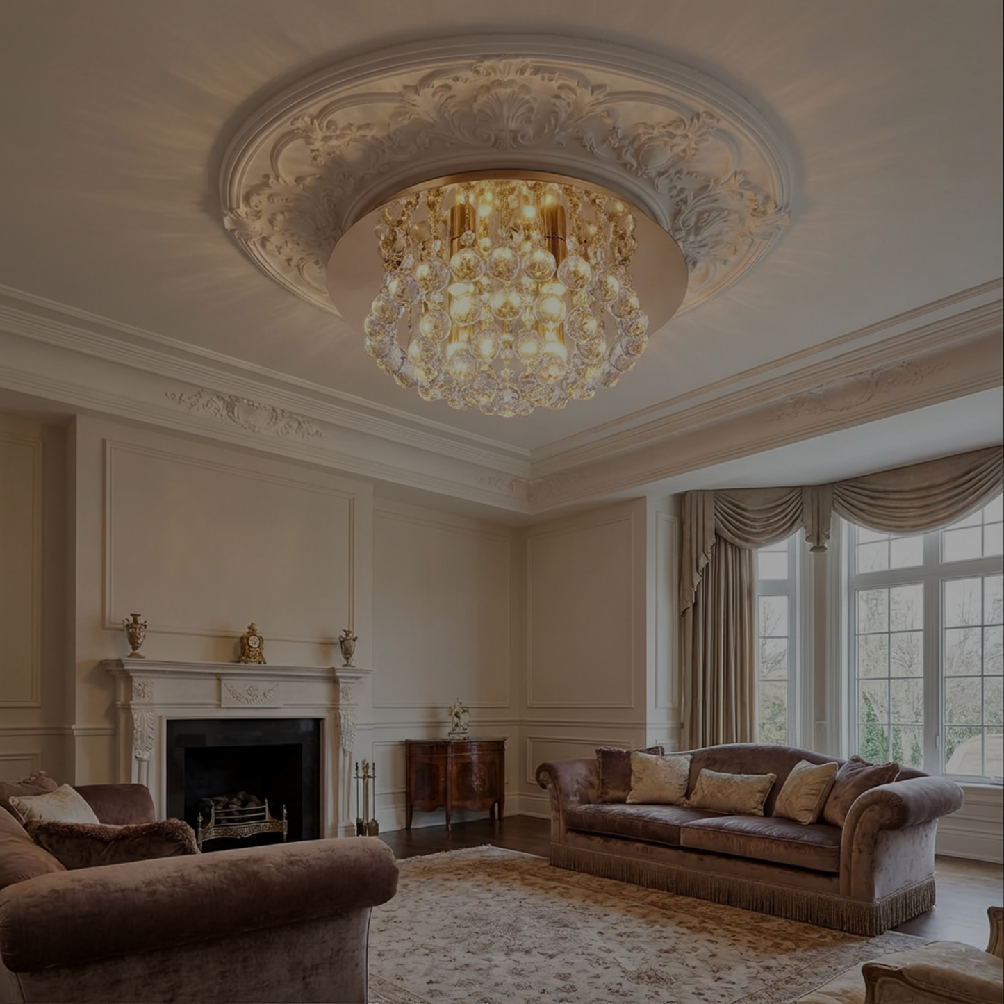 Hanna plafondlamp met kristallen bollen, 35 cm goud