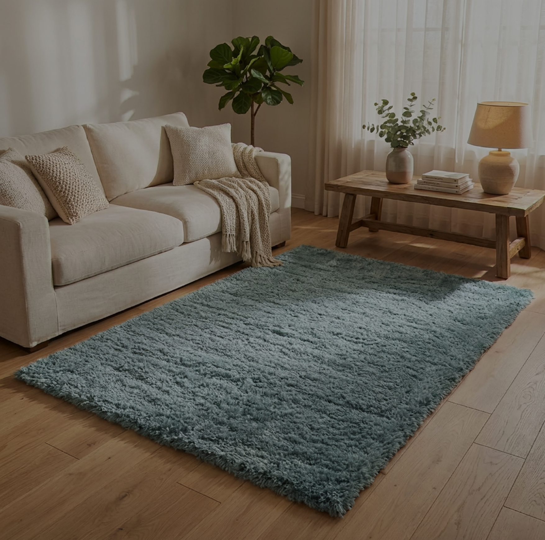 120x170 cm Stuk tapis Fluffy Shaggy 3500 blauw